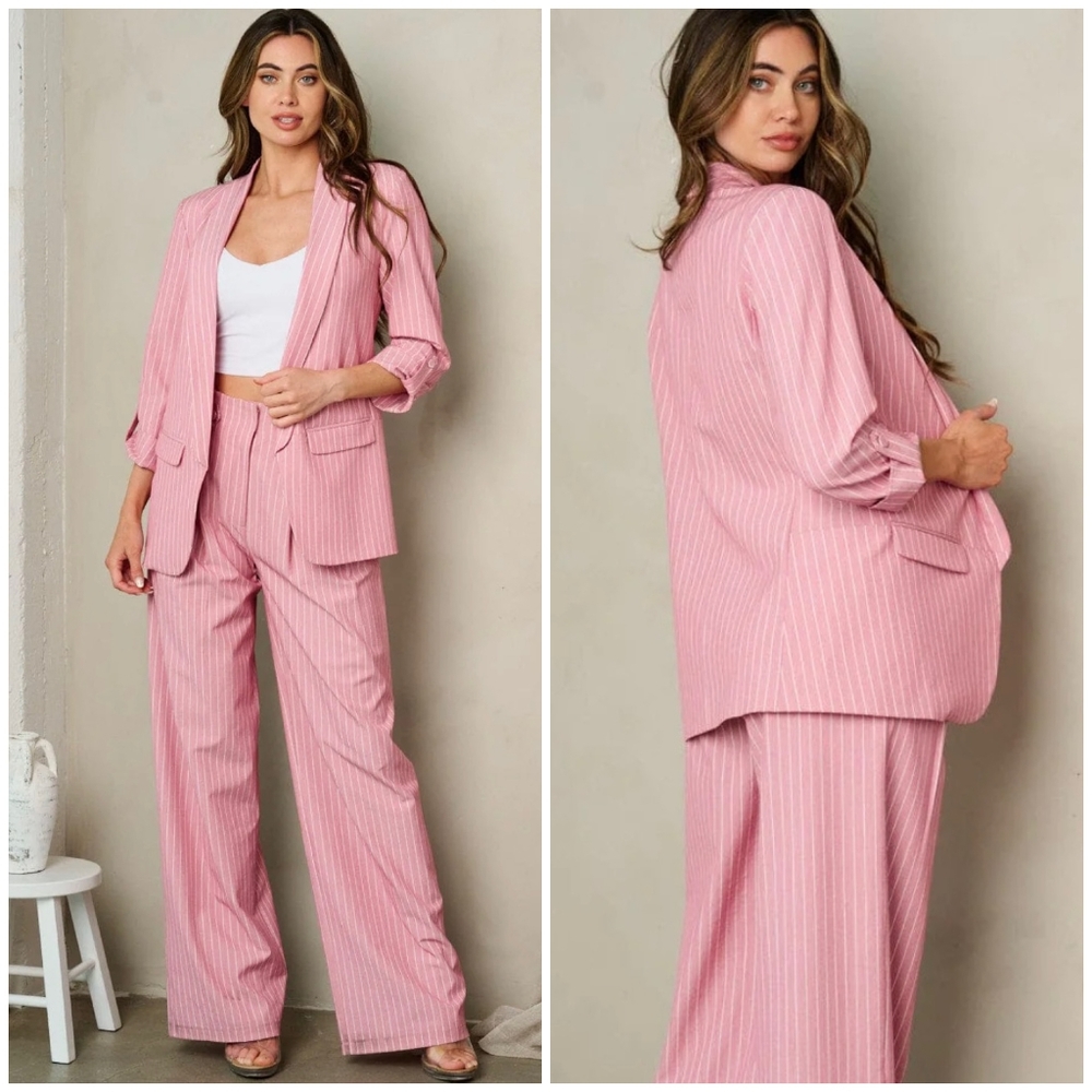 OVI Light Mauve Pinstripes 2-Piece Pants Set